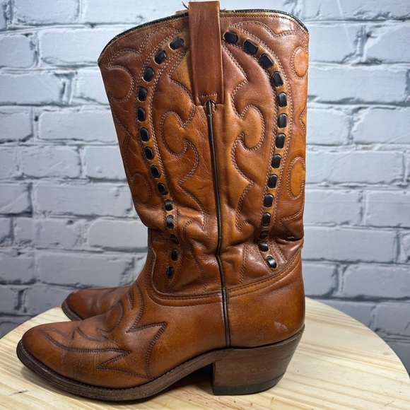 Durango Cowboy Boots Leather Brown Vintage Men’s 8 1/2 D (10.5 Women’s) 60s-70s - Picture 4 of 13